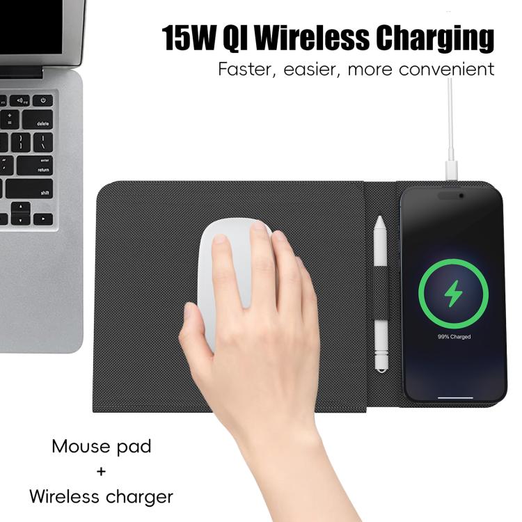 Tappetino per mouse/caricabatterie wireless magnetico pieghevole multifunzionale U39 da 15 W