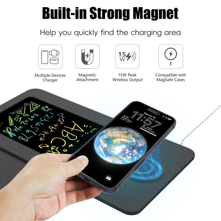 Tappetino per mouse/caricabatterie wireless magnetico pieghevole multifunzionale U39 da 15 W