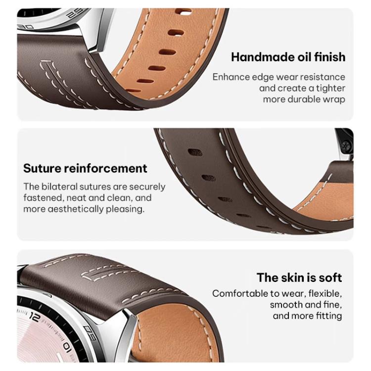 Cinturino per orologio xDfind in ecopelle con texture effetto pelle bovina composita, 18mm For Huawei Watch GT 6 41mm, 20mm, 22mm