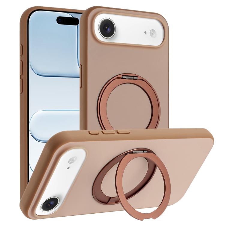 Custodia magnetica per telefono con supporto girevole a 360 gradi e finitura satinata effetto pelle., For iPhone 17 Pro Max, For iPhone 17 Pro, For iPhone 17, For iPhone Air