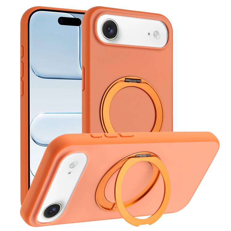 Custodia magnetica per telefono con supporto girevole a 360 gradi e finitura satinata effetto pelle., For iPhone 17 Pro Max, For iPhone 17 Pro, For iPhone 17, For iPhone Air