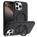 Custodia magnetica per telefono con supporto girevole a 360 gradi e finitura satinata effetto pelle., For iPhone 16 Pro Max, For iPhone 16 Pro, For iPhone 16, For iPhone 15 Pro Max