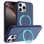 Custodia magnetica per telefono con supporto girevole a 360 gradi e finitura satinata effetto pelle., For iPhone 16 Pro Max, For iPhone 16 Pro, For iPhone 16, For iPhone 15 Pro Max