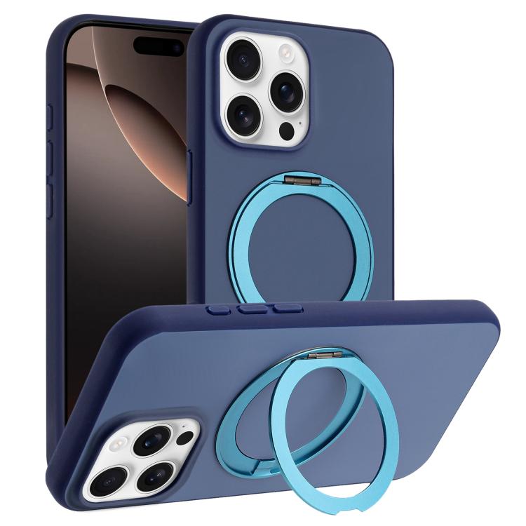 Custodia magnetica per telefono con supporto girevole a 360 gradi e finitura satinata effetto pelle., For iPhone 16 Pro Max, For iPhone 16 Pro, For iPhone 16, For iPhone 15 Pro Max