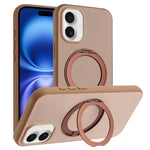 Custodia magnetica per telefono con supporto girevole a 360 gradi e finitura satinata effetto pelle., For iPhone 16 Pro Max, For iPhone 16 Pro, For iPhone 16, For iPhone 15 Pro Max