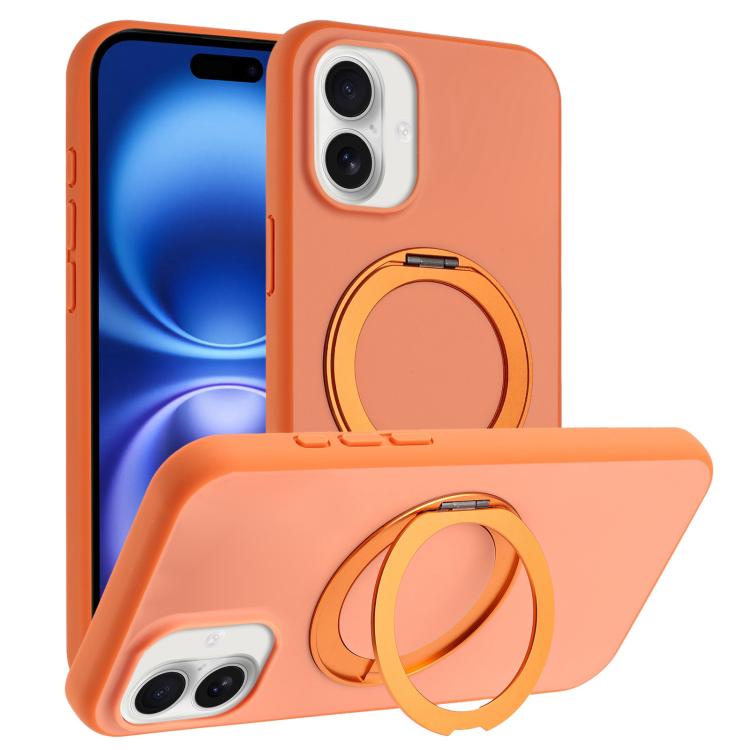 Custodia magnetica per telefono con supporto girevole a 360 gradi e finitura satinata effetto pelle., For iPhone 16 Pro Max, For iPhone 16 Pro, For iPhone 16, For iPhone 15 Pro Max