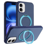Custodia magnetica per telefono con supporto girevole a 360 gradi e finitura satinata effetto pelle., For iPhone 16 Pro Max, For iPhone 16 Pro, For iPhone 16, For iPhone 15 Pro Max