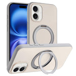Custodia magnetica per telefono con supporto girevole a 360 gradi e finitura satinata effetto pelle., For iPhone 16 Pro Max, For iPhone 16 Pro, For iPhone 16, For iPhone 15 Pro Max
