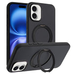 Custodia magnetica per telefono con supporto girevole a 360 gradi e finitura satinata effetto pelle., For iPhone 16 Pro Max, For iPhone 16 Pro, For iPhone 16, For iPhone 15 Pro Max