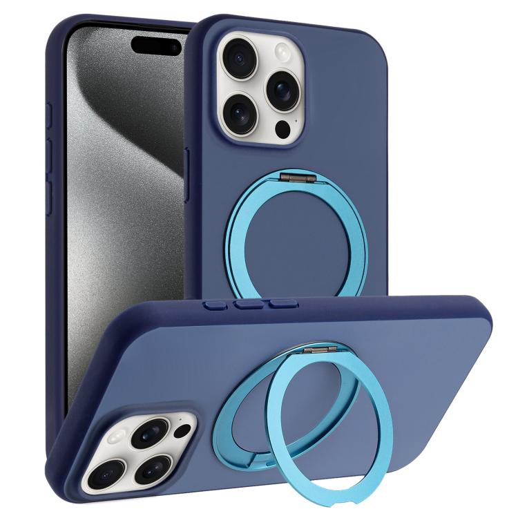 Custodia magnetica per telefono con supporto girevole a 360 gradi e finitura satinata effetto pelle., For iPhone 16 Pro Max, For iPhone 16 Pro, For iPhone 16, For iPhone 15 Pro Max