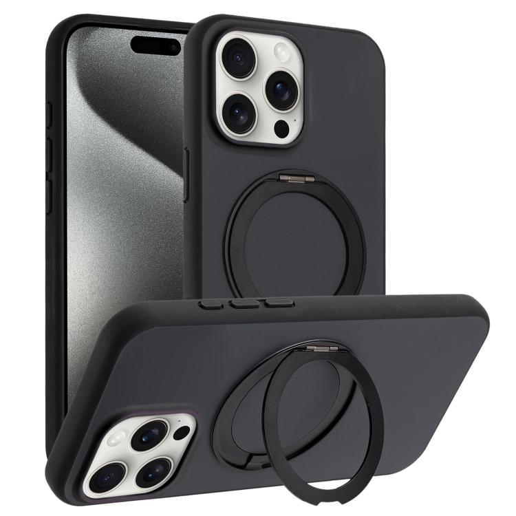 Custodia magnetica per telefono con supporto girevole a 360 gradi e finitura satinata effetto pelle., For iPhone 16 Pro Max, For iPhone 16 Pro, For iPhone 16, For iPhone 15 Pro Max