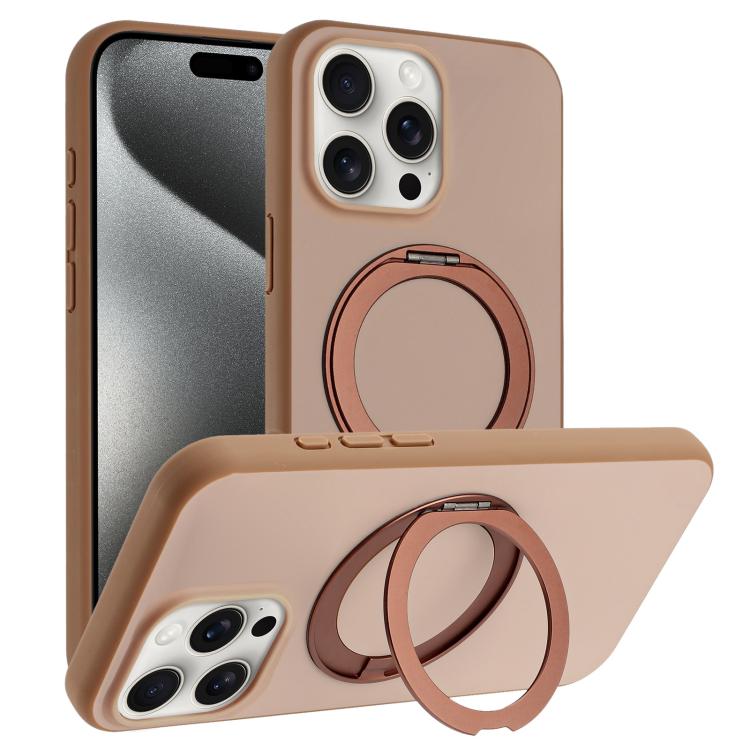 Custodia magnetica per telefono con supporto girevole a 360 gradi e finitura satinata effetto pelle., For iPhone 15 Pro, For iPhone 15 Plus, For iPhone 15, For iPhone 14