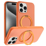 Custodia magnetica per telefono con supporto girevole a 360 gradi e finitura satinata effetto pelle., For iPhone 15 Pro, For iPhone 15 Plus, For iPhone 15, For iPhone 14
