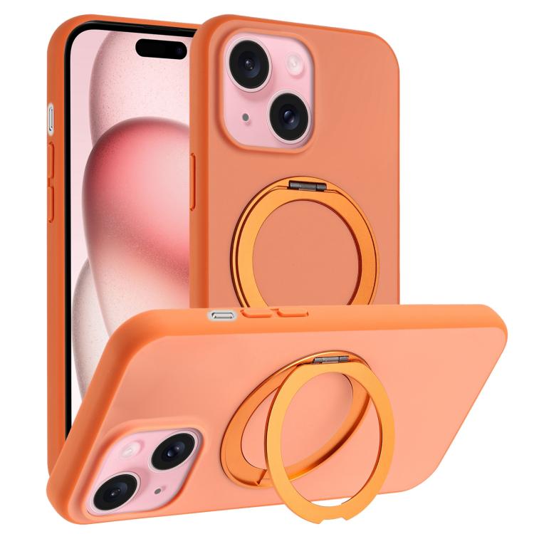 Custodia magnetica per telefono con supporto girevole a 360 gradi e finitura satinata effetto pelle., For iPhone 15 Pro, For iPhone 15 Plus, For iPhone 15, For iPhone 14