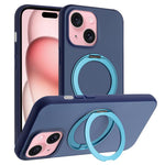 Custodia magnetica per telefono con supporto girevole a 360 gradi e finitura satinata effetto pelle., For iPhone 15 Pro, For iPhone 15 Plus, For iPhone 15, For iPhone 14