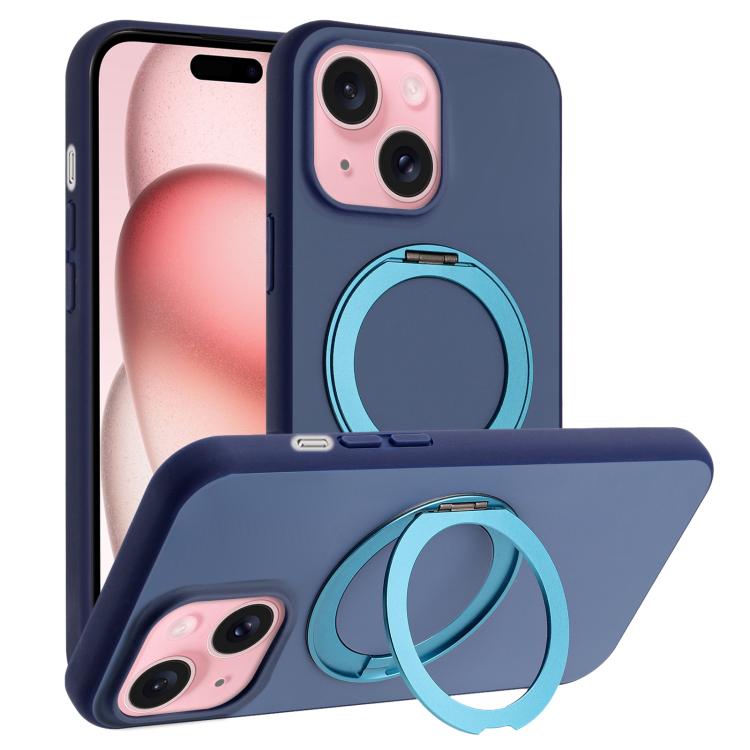 Custodia magnetica per telefono con supporto girevole a 360 gradi e finitura satinata effetto pelle., For iPhone 15 Pro, For iPhone 15 Plus, For iPhone 15, For iPhone 14