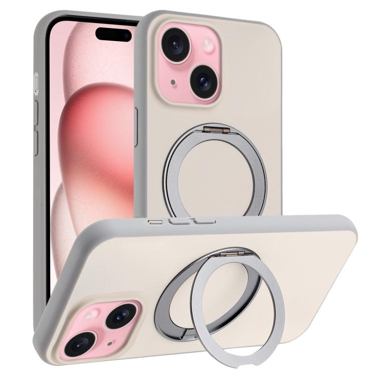 Custodia magnetica per telefono con supporto girevole a 360 gradi e finitura satinata effetto pelle., For iPhone 15 Pro, For iPhone 15 Plus, For iPhone 15, For iPhone 14