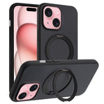 Custodia magnetica per telefono con supporto girevole a 360 gradi e finitura satinata effetto pelle., For iPhone 15 Pro, For iPhone 15 Plus, For iPhone 15, For iPhone 14