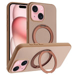 Custodia magnetica per telefono con supporto girevole a 360 gradi e finitura satinata effetto pelle., For iPhone 15 Pro, For iPhone 15 Plus, For iPhone 15, For iPhone 14