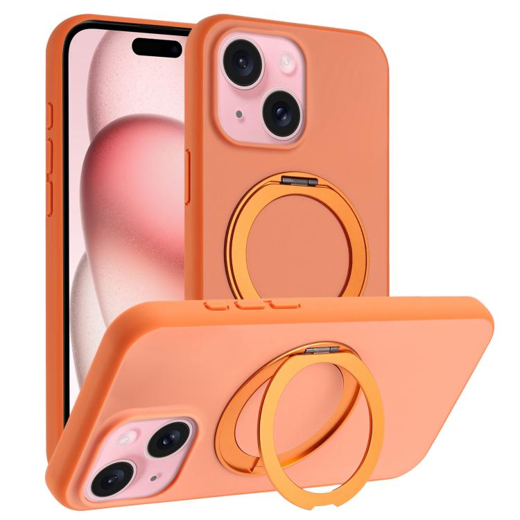 Custodia magnetica per telefono con supporto girevole a 360 gradi e finitura satinata effetto pelle., For iPhone 15 Pro, For iPhone 15 Plus, For iPhone 15, For iPhone 14
