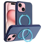Custodia magnetica per telefono con supporto girevole a 360 gradi e finitura satinata effetto pelle., For iPhone 15 Pro, For iPhone 15 Plus, For iPhone 15, For iPhone 14