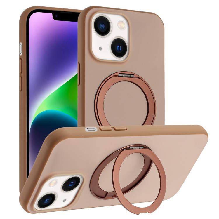 Custodia magnetica per telefono con supporto girevole a 360 gradi e finitura satinata effetto pelle., For iPhone 15 Pro, For iPhone 15 Plus, For iPhone 15, For iPhone 14