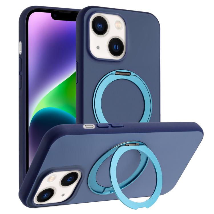 Custodia magnetica per telefono con supporto girevole a 360 gradi e finitura satinata effetto pelle., For iPhone 15 Pro, For iPhone 15 Plus, For iPhone 15, For iPhone 14