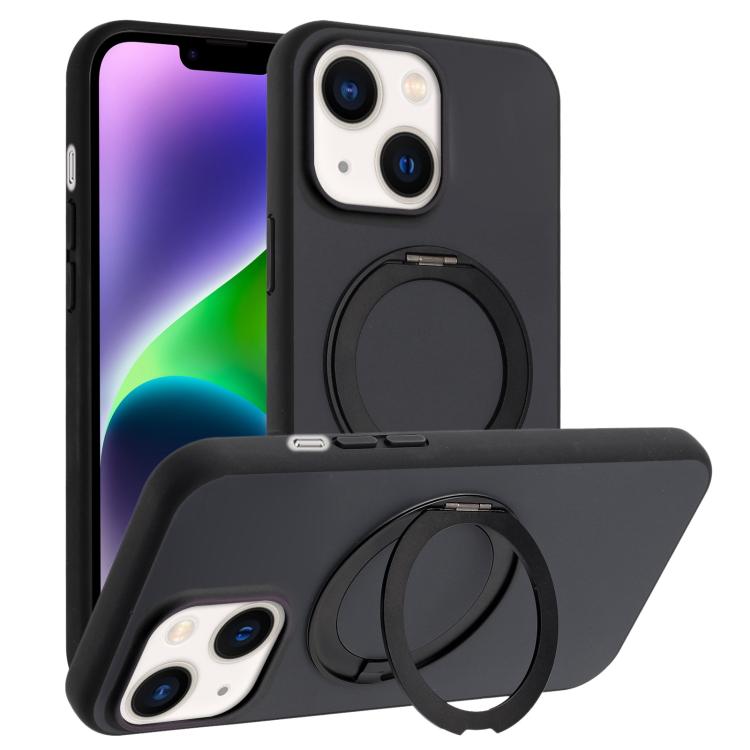 Custodia magnetica per telefono con supporto girevole a 360 gradi e finitura satinata effetto pelle., For iPhone 15 Pro, For iPhone 15 Plus, For iPhone 15, For iPhone 14