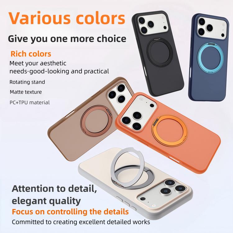 Custodia magnetica per telefono con supporto girevole a 360 gradi e finitura satinata effetto pelle., For iPhone 16 Pro Max, For iPhone 16 Pro, For iPhone 16, For iPhone 15 Pro Max