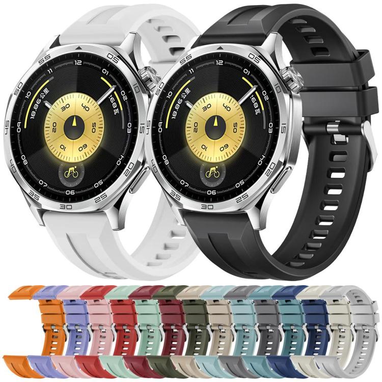 Cinturino per orologio in silicone tinta unita con fibbia argentata xDfind, For Huawei Watch GT 6 / 5 46mm