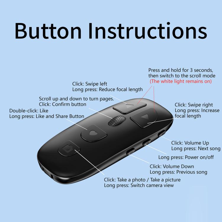 KR-06 Telecomando Bluetooth multifunzione con ruote per telefono