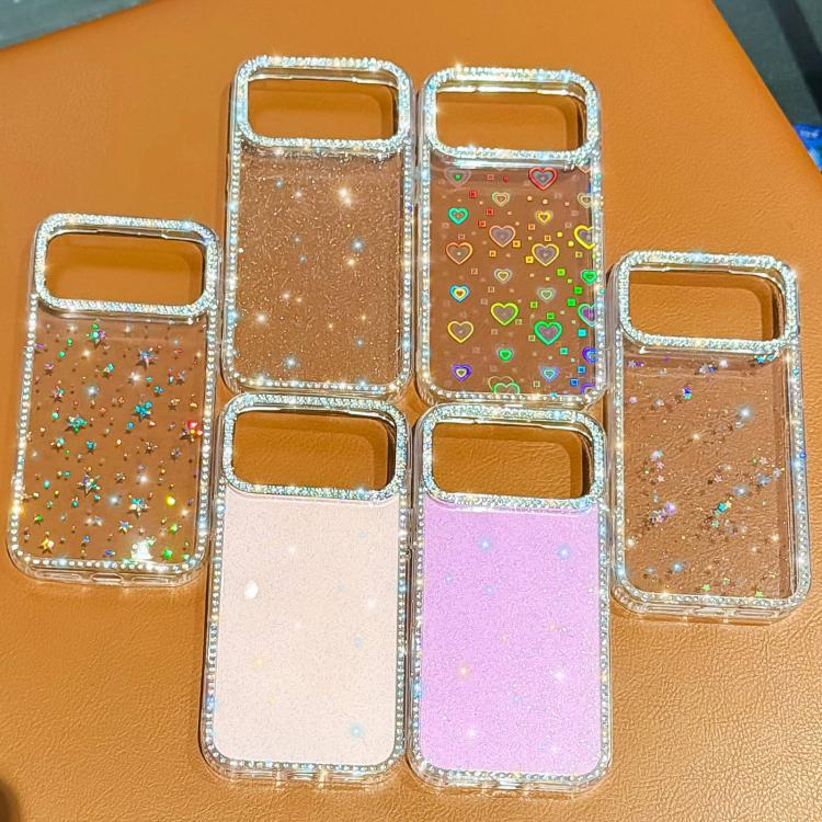 Custodia per telefono ibrida IMD PC TPU con strass su entrambi i lati., For iPhone 13