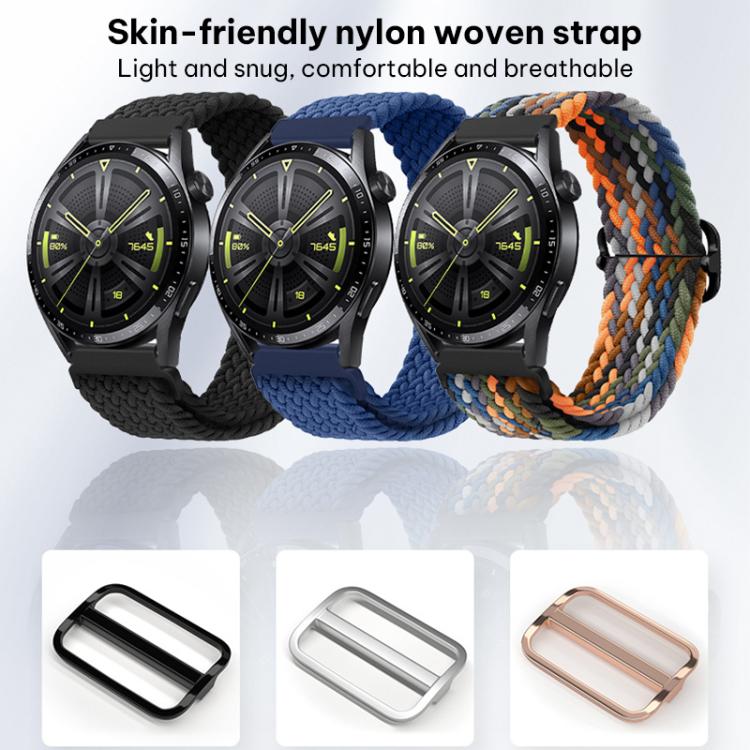 Cinturino per orologio in nylon intrecciato con fibbia scorrevole xDfind, 20mm, 22mm