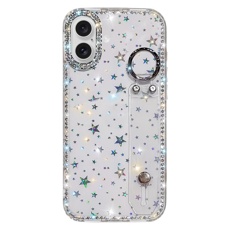 Braccialetto con strass e glitter, custodia per telefono, For iPhone 16 Pro, For iPhone 16 Plus, For iPhone 16, For iPhone 15 Pro Max