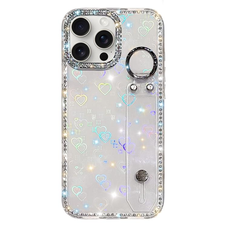 Braccialetto con strass e glitter, custodia per telefono, For iPhone 16 Pro, For iPhone 16 Plus, For iPhone 16, For iPhone 15 Pro Max