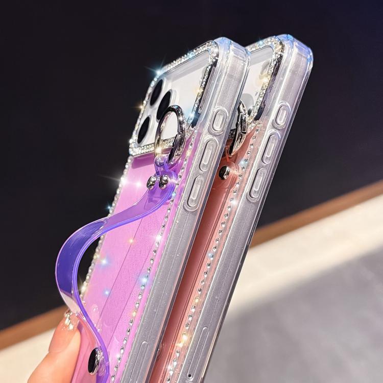 Braccialetto con strass e glitter, custodia per telefono, For iPhone 16 Pro, For iPhone 16 Plus, For iPhone 16, For iPhone 15 Pro Max