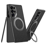 Custodia per telefono GKK in similpelle con effetto pelle verniciata metallizzata e supporto magnetico girevole, penna non inclusa., For Samsung Galaxy S26 Ultra 5G