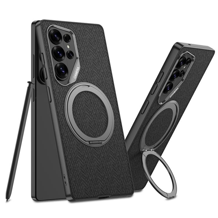 Custodia per telefono GKK in similpelle con effetto pelle verniciata metallizzata e supporto magnetico girevole, penna non inclusa., For Samsung Galaxy S26 Ultra 5G
