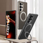 Custodia per telefono GKK in similpelle con effetto pelle verniciata metallizzata e supporto magnetico girevole, penna non inclusa., For Samsung Galaxy S26 Ultra 5G
