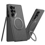 Custodia per telefono GKK in similpelle con effetto pelle verniciata metallizzata e supporto magnetico girevole, penna non inclusa., For Samsung Galaxy S26 Ultra 5G