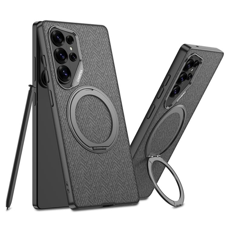 Custodia per telefono GKK in similpelle con effetto pelle verniciata metallizzata e supporto magnetico girevole, penna non inclusa., For Samsung Galaxy S26 Ultra 5G