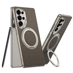 Custodia per telefono GKK in similpelle con effetto pelle verniciata metallizzata e supporto magnetico girevole, penna non inclusa., For Samsung Galaxy S26 Ultra 5G