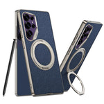 Custodia per telefono GKK in similpelle con effetto pelle verniciata metallizzata e supporto magnetico girevole, penna non inclusa., For Samsung Galaxy S26 Ultra 5G