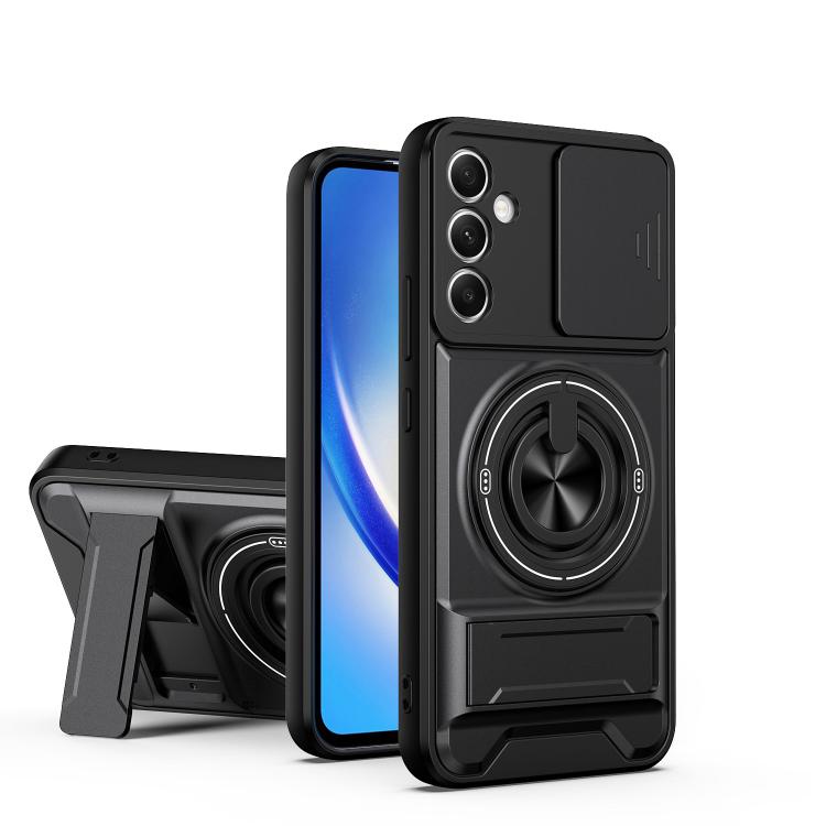 Custodia per telefono multifunzionale magnetica antiurto con finestra scorrevole per obiettivo., For Galaxy A25 5G, For Galaxy A24 4G, For Galaxy A23 5G, For Samsung Galaxy A34 5G