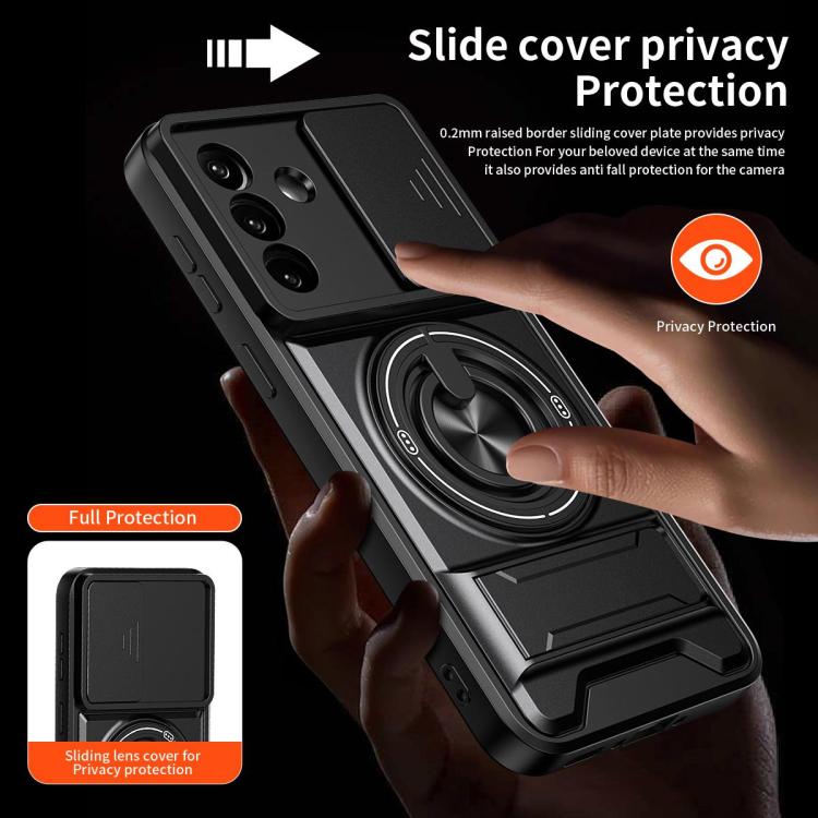 Custodia per telefono multifunzionale magnetica antiurto con finestra scorrevole per obiettivo., For Samsung Galaxy A57 5G, For Samsung Galaxy A37 5G, For Samsung Galaxy A27 5G, For Galaxy A07 4G