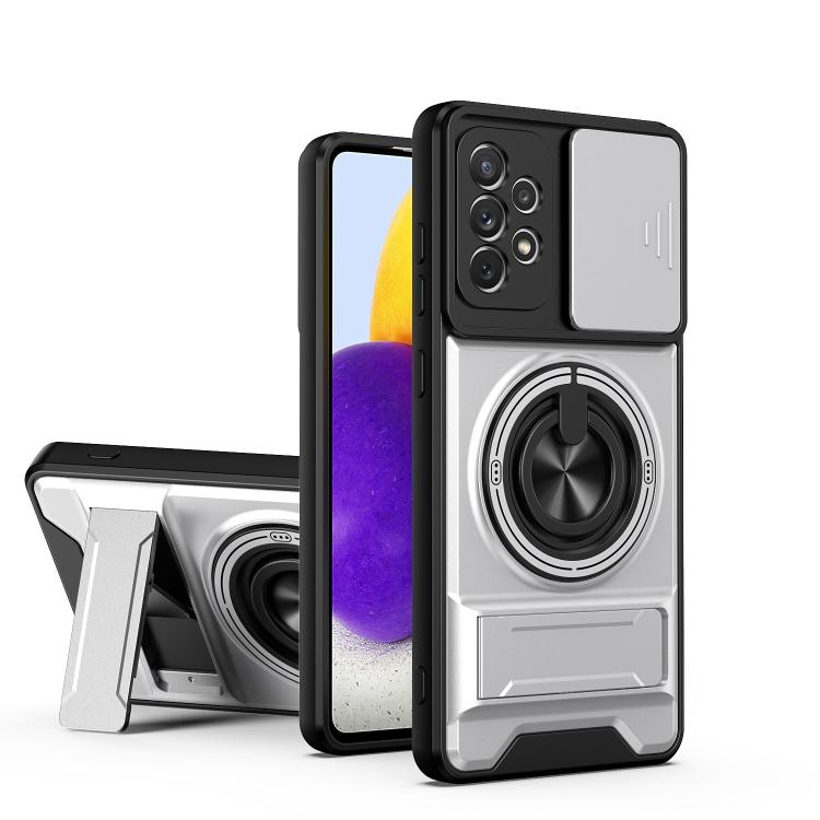 Custodia per telefono multifunzionale magnetica antiurto con finestra scorrevole per obiettivo., For Galaxy A32 4G, For Galaxy A72 4G / 5G, For Galaxy A52 5G