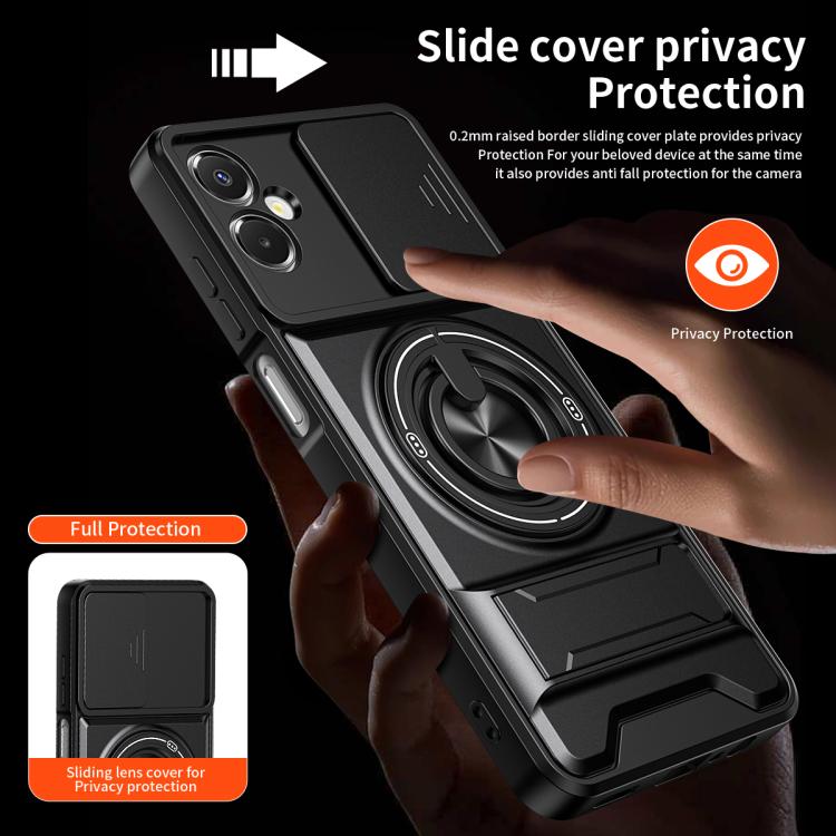 Custodia per telefono multifunzionale magnetica antiurto con finestra scorrevole per obiettivo., For Galaxy A06 5G, For Galaxy A56 5G, For Samsung Galaxy A26 5G, For Samsung Galaxy A36 5G