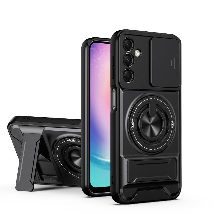 Custodia per telefono multifunzionale magnetica antiurto con finestra scorrevole per obiettivo., For Galaxy A25 5G, For Galaxy A24 4G, For Galaxy A23 5G, For Samsung Galaxy A34 5G