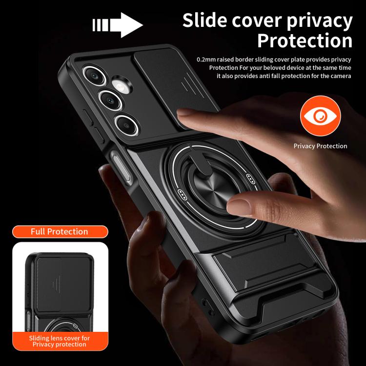 Custodia per telefono multifunzionale magnetica antiurto con finestra scorrevole per obiettivo., For Galaxy A25 5G, For Galaxy A24 4G, For Galaxy A23 5G, For Samsung Galaxy A34 5G
