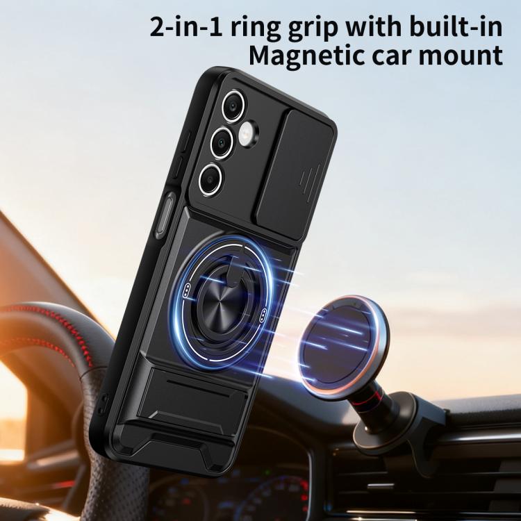 Custodia per telefono multifunzionale magnetica antiurto con finestra scorrevole per obiettivo., For Galaxy A25 5G, For Galaxy A24 4G, For Galaxy A23 5G, For Samsung Galaxy A34 5G